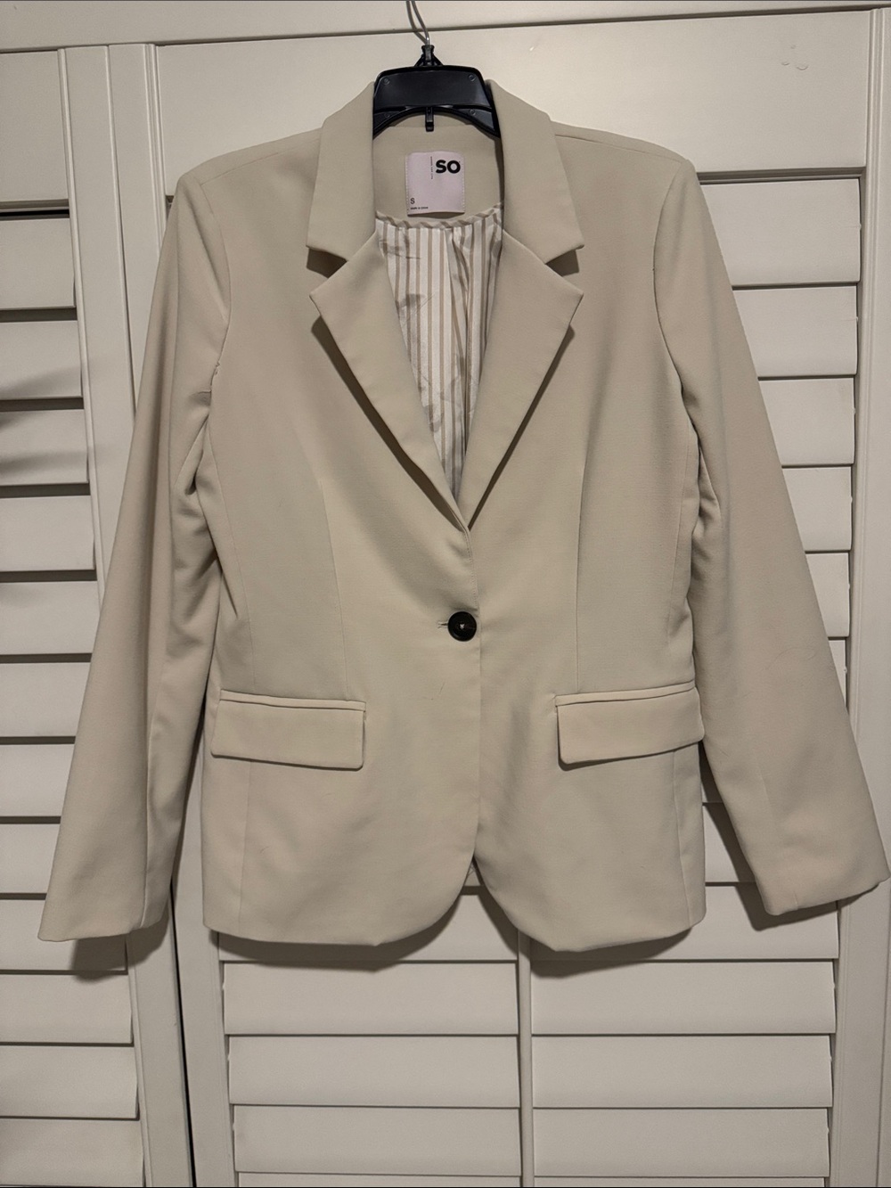 SO Women's Light Cream Single-Button Blazer